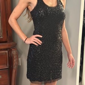 Little Black Sequin Cocktail Party Dress